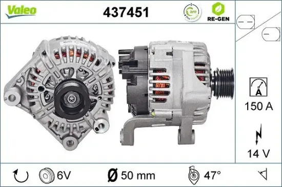 Generator 14 V VALEO 437451 Bild Generator 14 V VALEO 437451