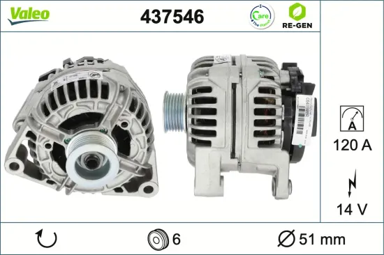 Generator 14 V VALEO 437546 Bild Generator 14 V VALEO 437546