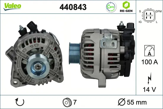 Generator 14 V VALEO 440843 Bild Generator 14 V VALEO 440843