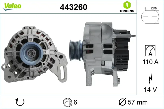 Generator 14 V VALEO 443260 Bild Generator 14 V VALEO 443260