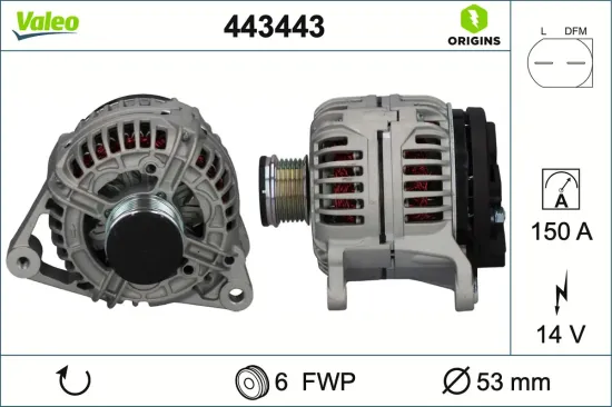 Generator 14 V VALEO 443443 Bild Generator 14 V VALEO 443443