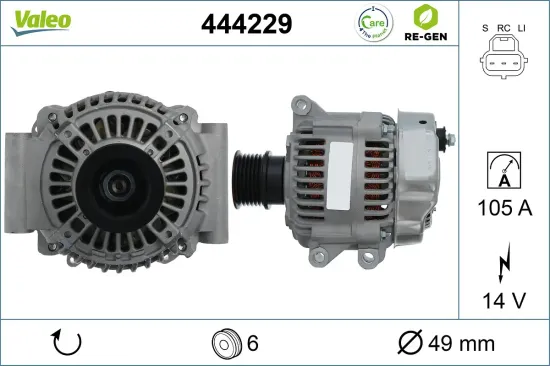 Generator 14 V VALEO 444229 Bild Generator 14 V VALEO 444229