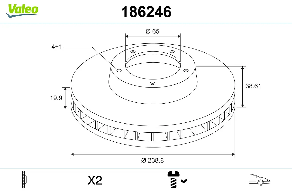 Bremsscheibe Vorderachse VALEO 186246