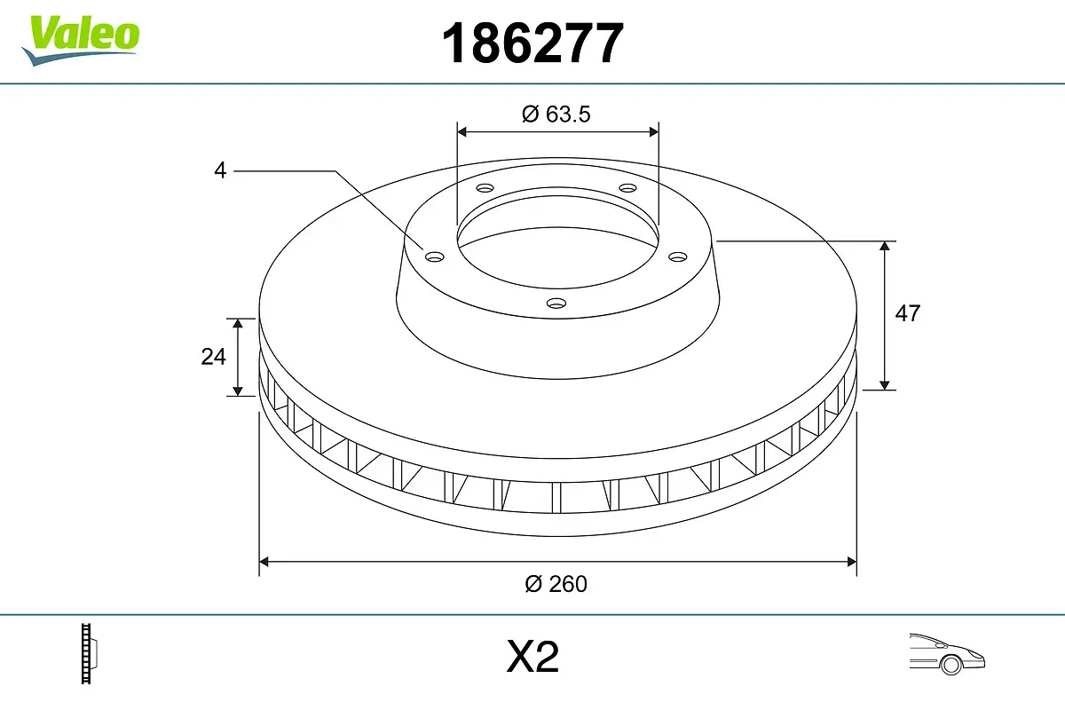 Bremsscheibe Vorderachse VALEO 186277