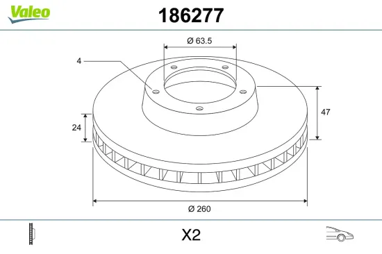 Bremsscheibe Vorderachse VALEO 186277 Bild Bremsscheibe Vorderachse VALEO 186277