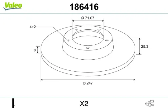 Bremsscheibe Hinterachse VALEO 186416 Bild Bremsscheibe Hinterachse VALEO 186416