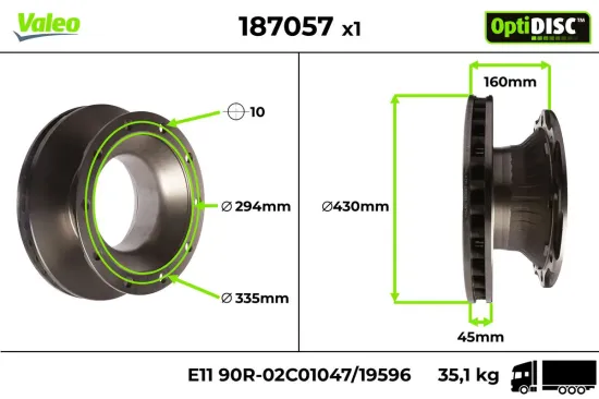 Bremsscheibe Vorderachse VALEO 187057 Bild Bremsscheibe Vorderachse VALEO 187057