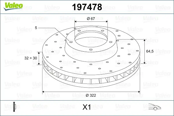 Bremsscheibe Vorderachse VALEO 197478