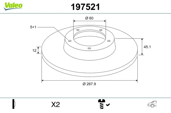 Bremsscheibe Hinterachse VALEO 197521 Bild Bremsscheibe Hinterachse VALEO 197521