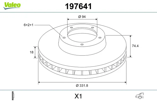 Bremsscheibe Hinterachse VALEO 197641 Bild Bremsscheibe Hinterachse VALEO 197641