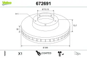 Bremsscheibe Vorderachse VALEO 672691
