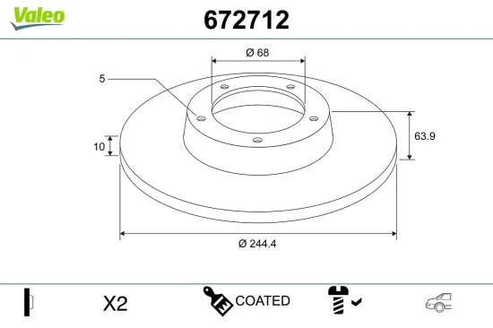 Bremsscheibe VALEO 672712 Bild Bremsscheibe VALEO 672712