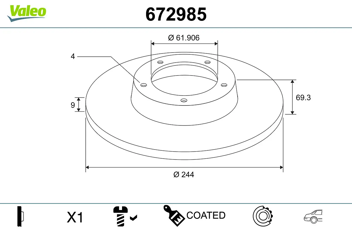 Bremsscheibe Hinterachse VALEO 672985