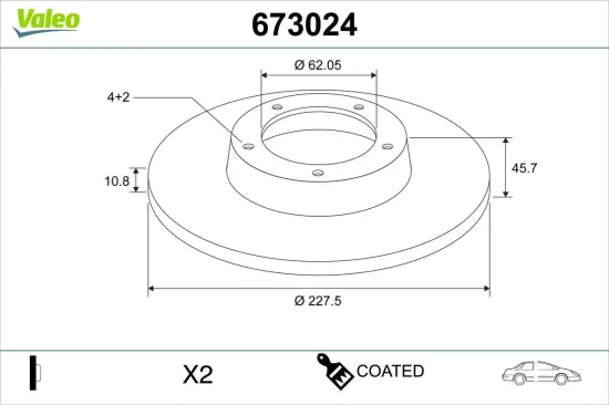 Bremsscheibe VALEO 673024 Bild Bremsscheibe VALEO 673024