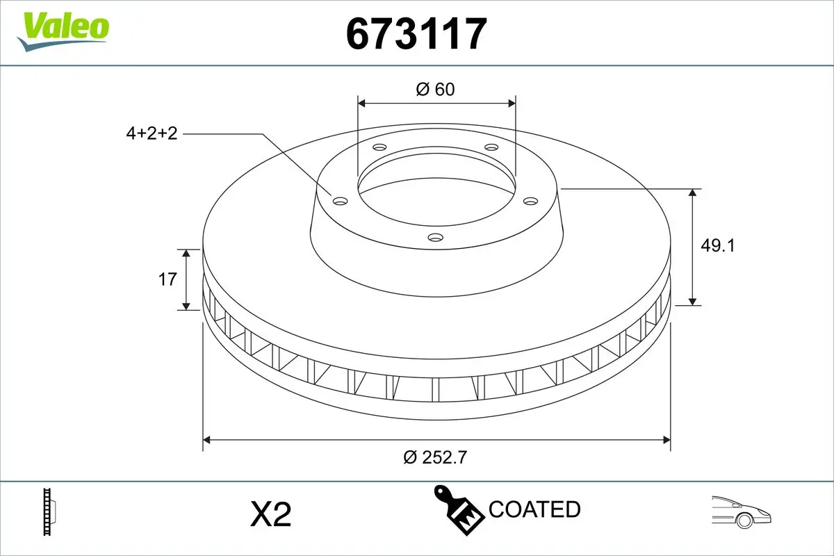 Bremsscheibe Vorderachse VALEO 673117