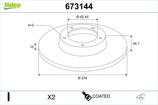 Bremsscheibe Hinterachse VALEO 673144 Bild Bremsscheibe Hinterachse VALEO 673144