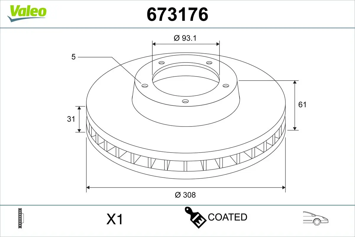 Bremsscheibe Vorderachse VALEO 673176