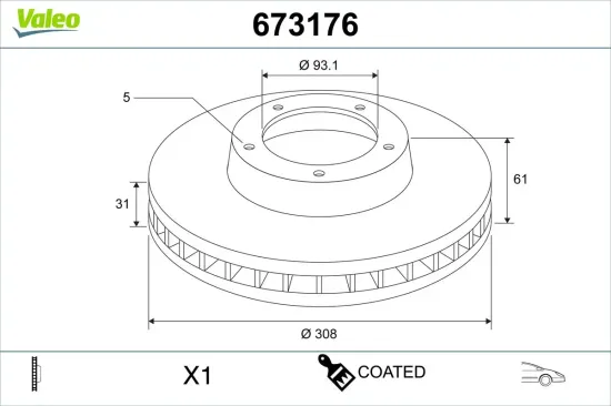 Bremsscheibe Vorderachse VALEO 673176 Bild Bremsscheibe Vorderachse VALEO 673176
