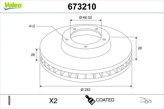 Bremsscheibe Vorderachse VALEO 673210 Bild Bremsscheibe Vorderachse VALEO 673210