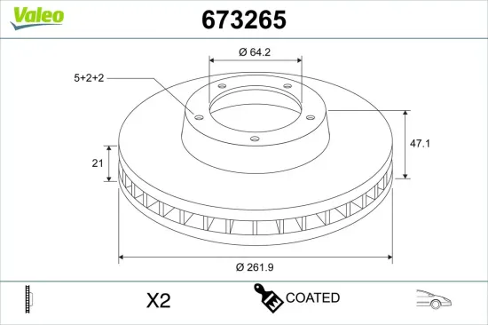Bremsscheibe Vorderachse VALEO 673265 Bild Bremsscheibe Vorderachse VALEO 673265