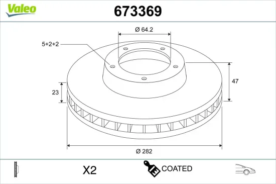 Bremsscheibe Vorderachse VALEO 673369 Bild Bremsscheibe Vorderachse VALEO 673369