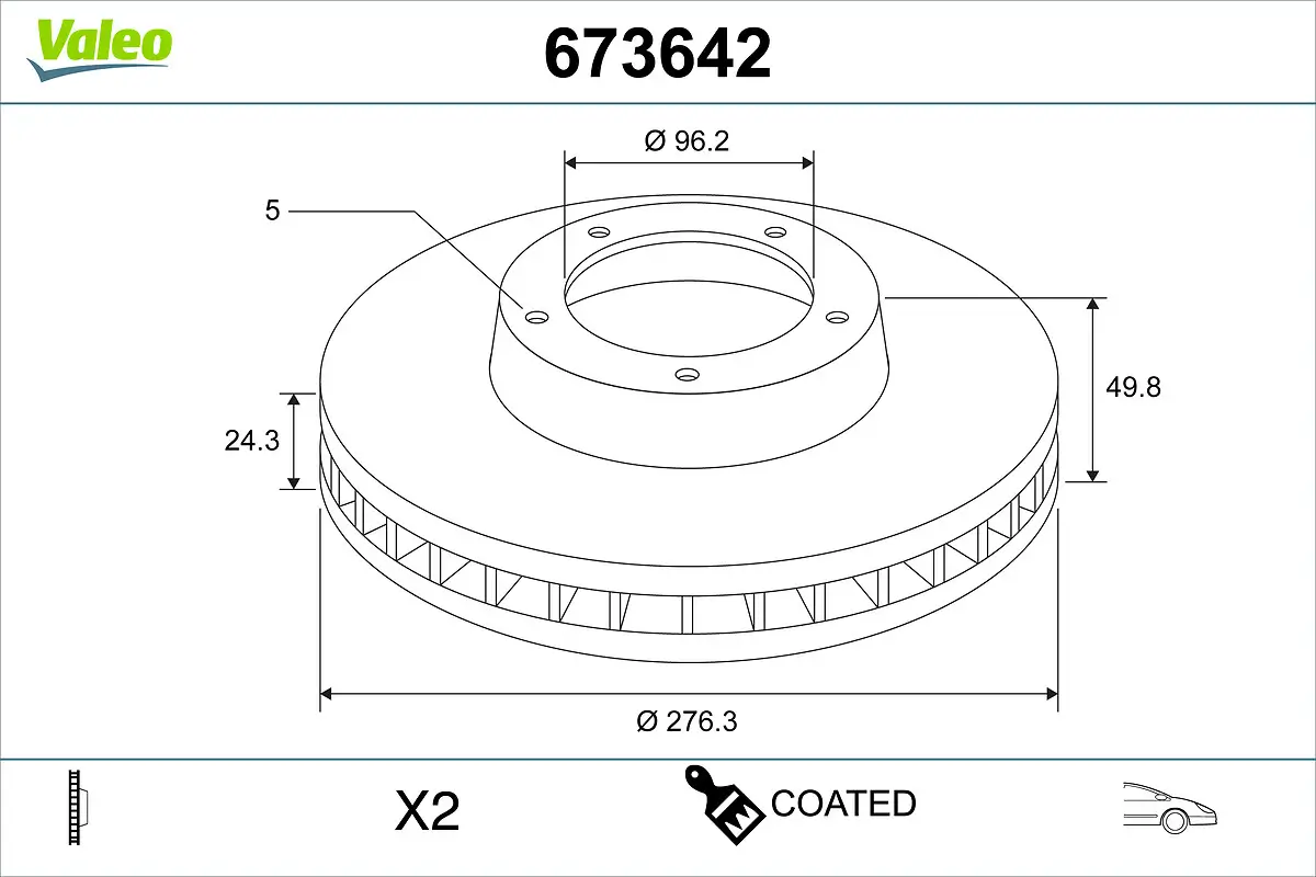 Bremsscheibe Vorderachse VALEO 673642