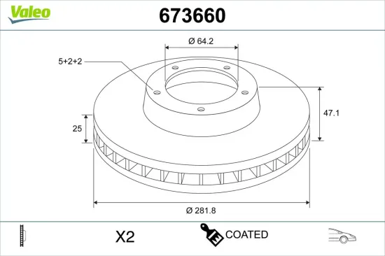Bremsscheibe Vorderachse VALEO 673660 Bild Bremsscheibe Vorderachse VALEO 673660