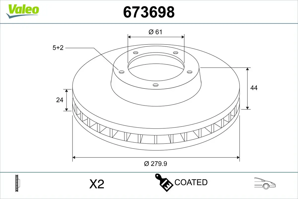Bremsscheibe Vorderachse VALEO 673698