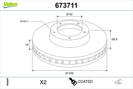 Bremsscheibe Hinterachse VALEO 673711 Bild Bremsscheibe Hinterachse VALEO 673711