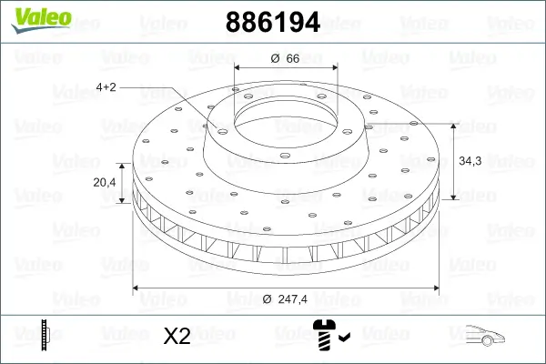 Bremsscheibe Vorderachse VALEO 886194