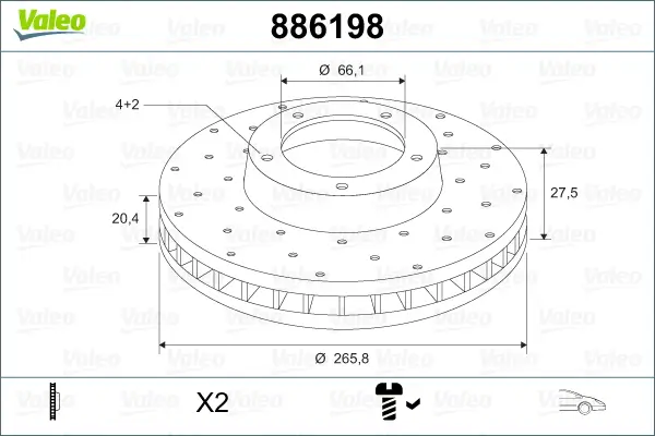 Bremsscheibe Vorderachse VALEO 886198