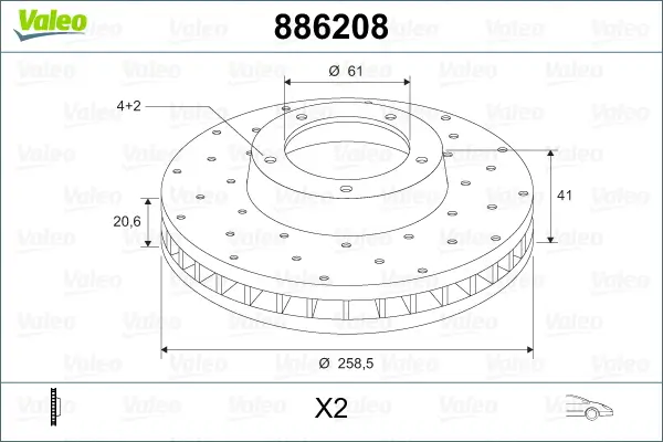 Bremsscheibe Vorderachse VALEO 886208