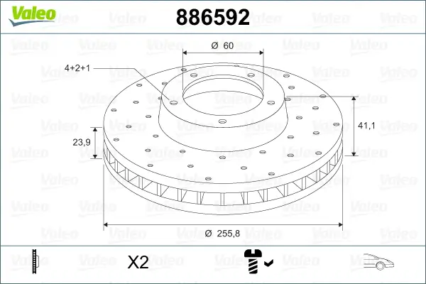 Bremsscheibe Vorderachse VALEO 886592