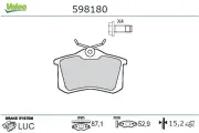 Bremsbelagsatz, Scheibenbremse Hinterachse VALEO 598180