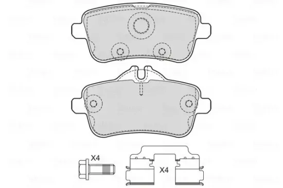 Bremsbelagsatz, Scheibenbremse Hinterachse VALEO 601734 Bild Bremsbelagsatz, Scheibenbremse Hinterachse VALEO 601734