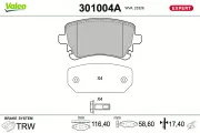 Bremsbelagsatz, Scheibenbremse Hinterachse VALEO 301004A