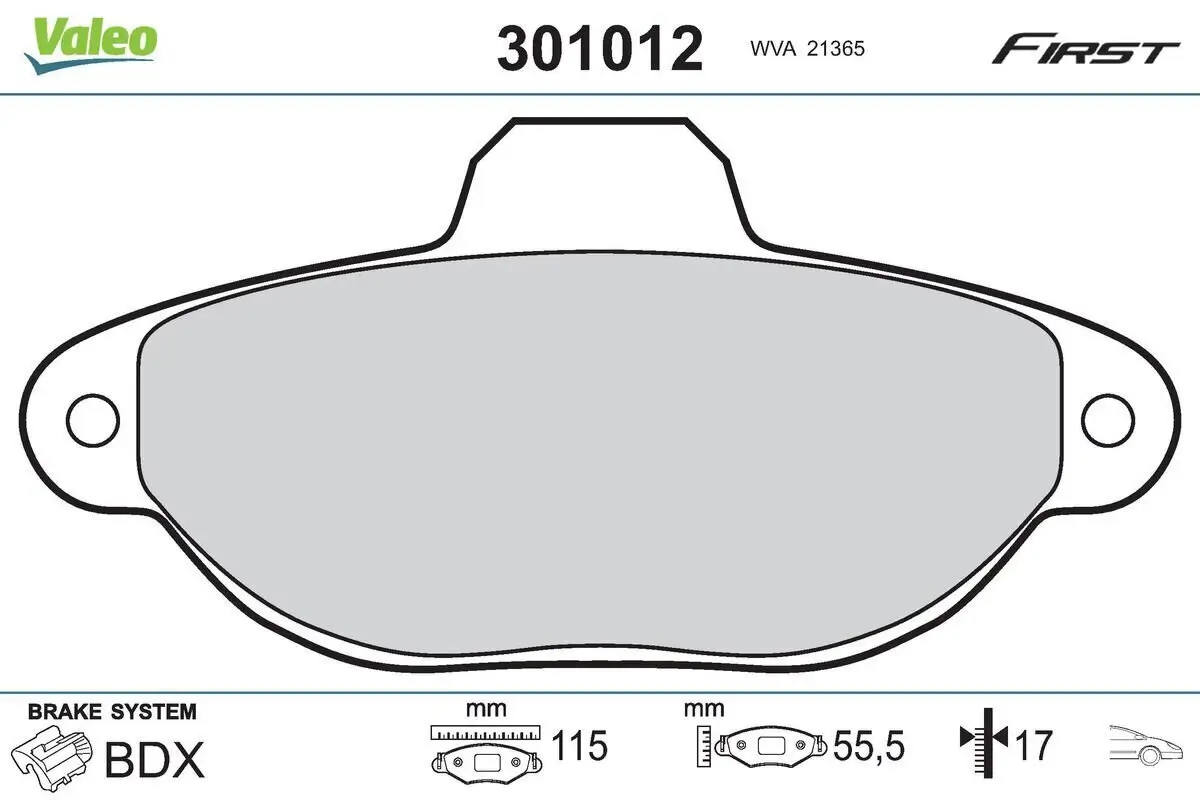 Bremsbelagsatz, Scheibenbremse VALEO 301012