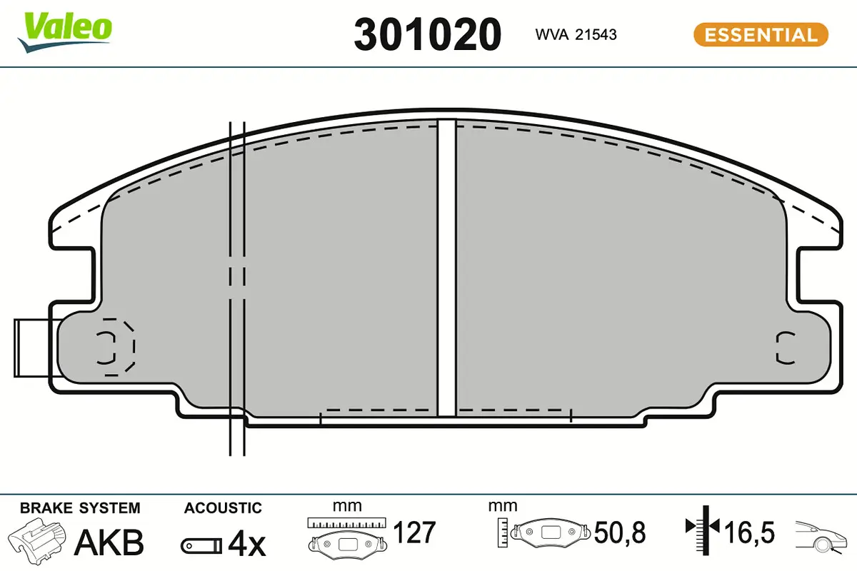 Bremsbelagsatz, Scheibenbremse Vorderachse VALEO 301020