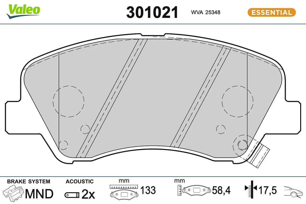 Bremsbelagsatz, Scheibenbremse Vorderachse VALEO 301021
