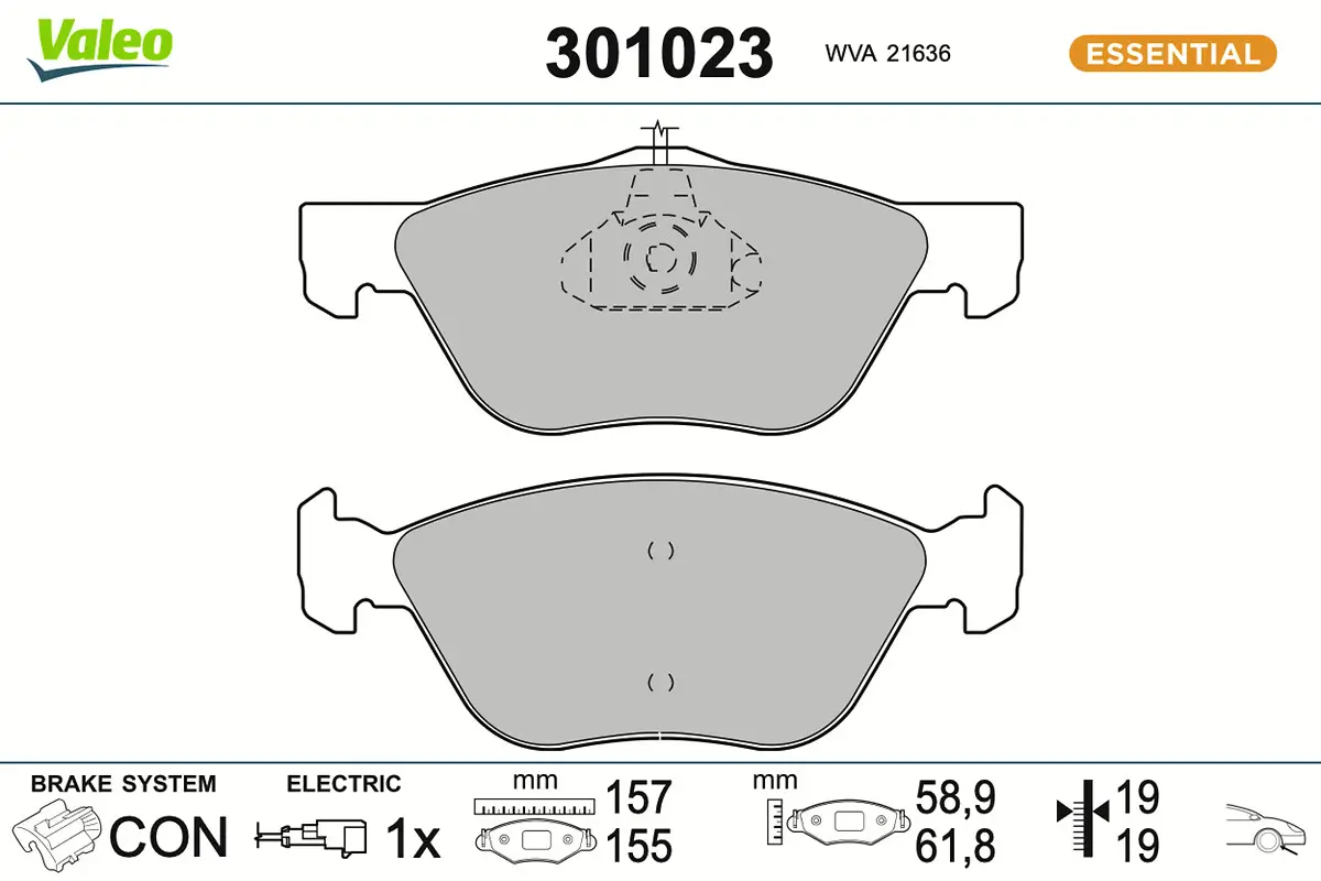 Bremsbelagsatz, Scheibenbremse Vorderachse VALEO 301023