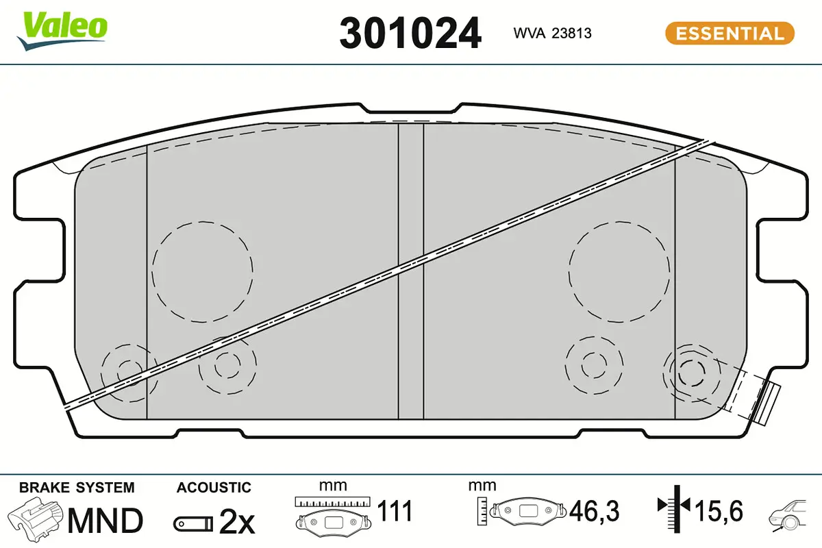 Bremsbelagsatz, Scheibenbremse Hinterachse VALEO 301024