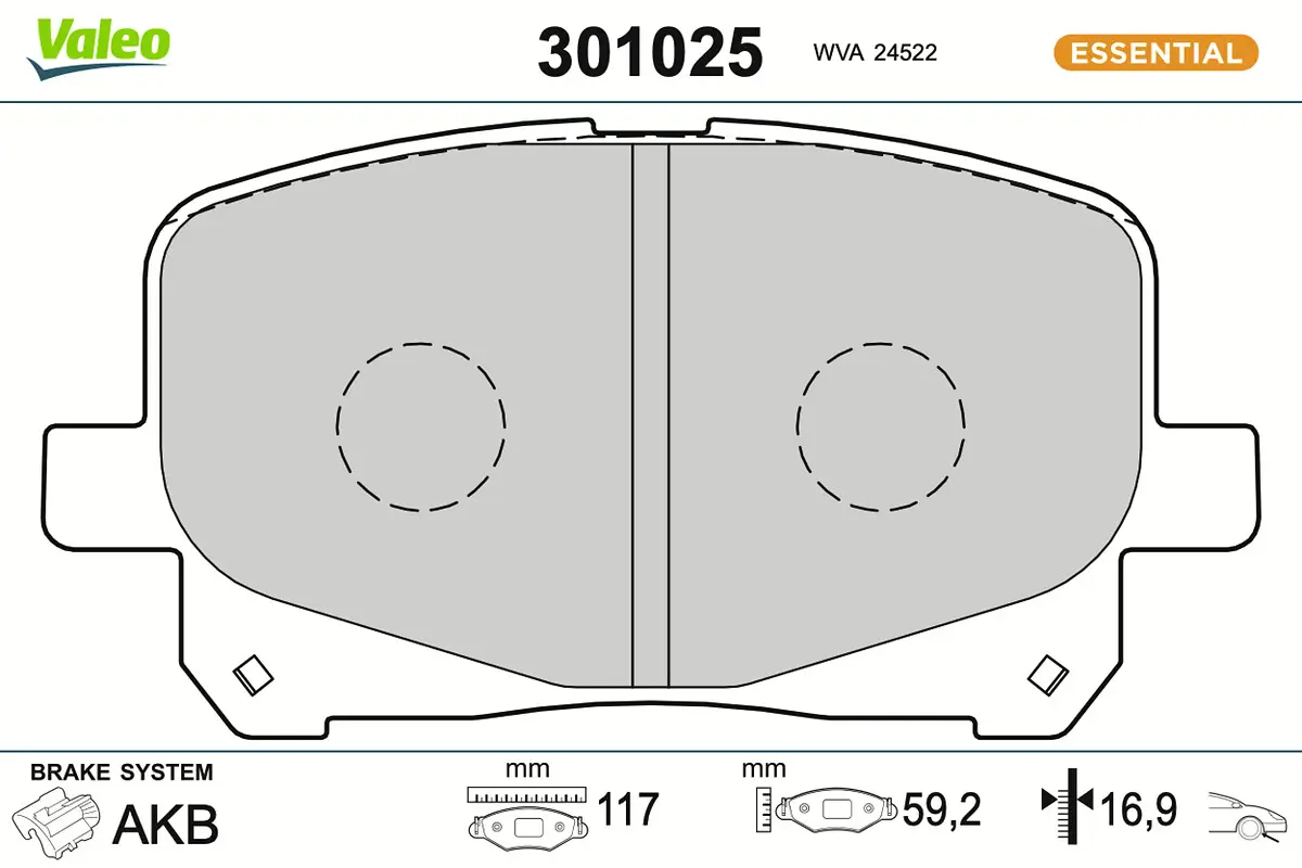 Bremsbelagsatz, Scheibenbremse Vorderachse VALEO 301025