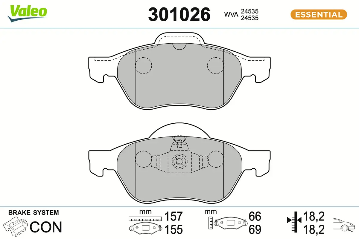 Bremsbelagsatz, Scheibenbremse Vorderachse VALEO 301026