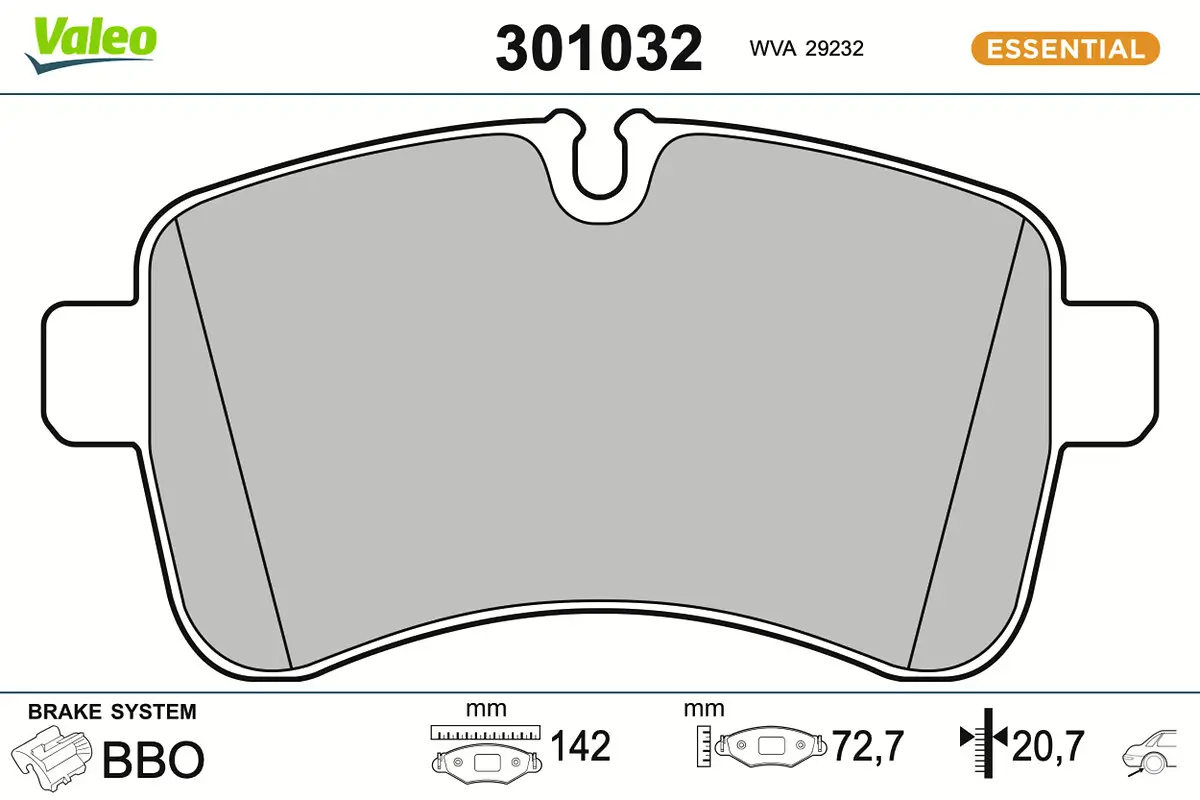 Bremsbelagsatz, Scheibenbremse Hinterachse VALEO 301032