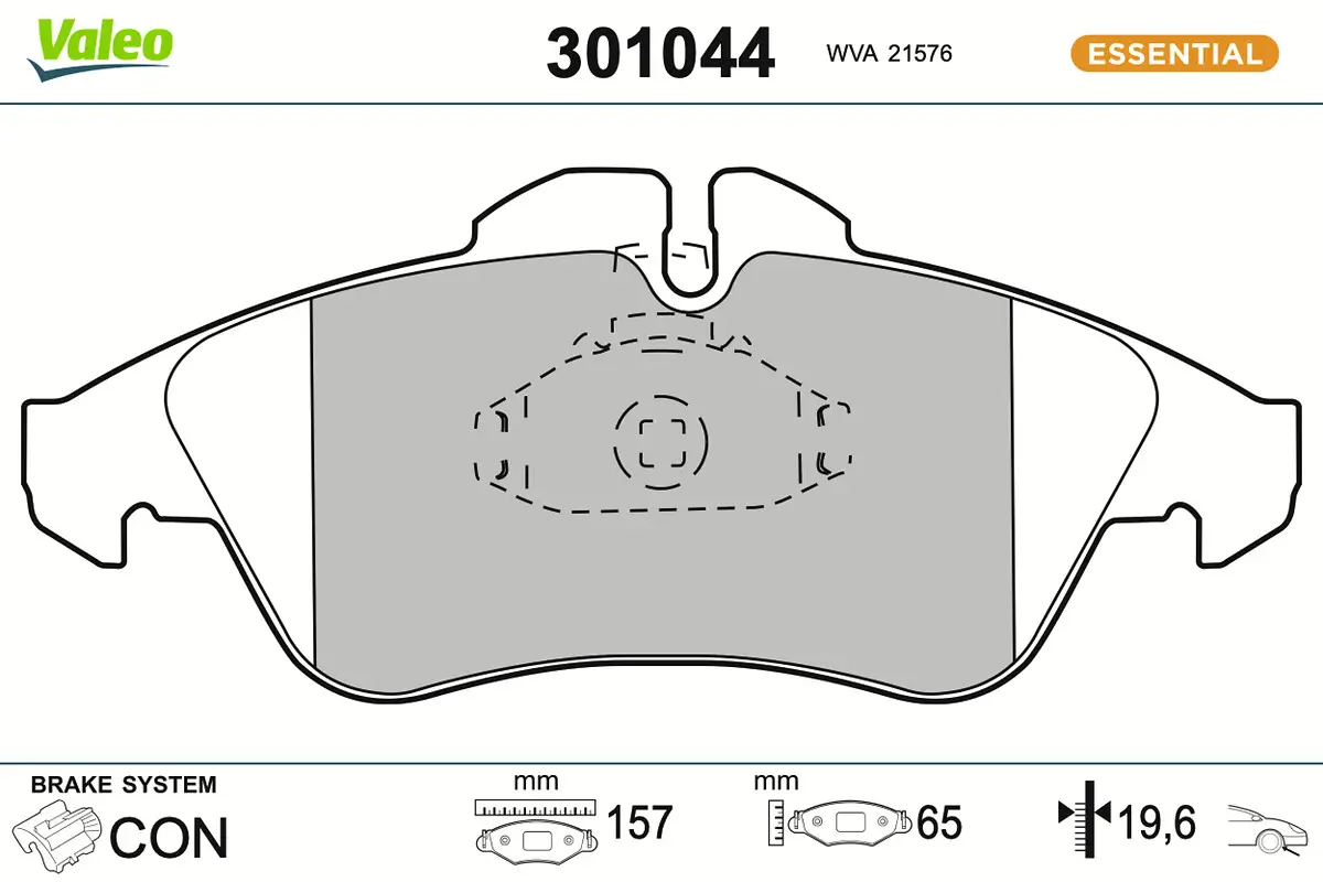 Bremsbelagsatz, Scheibenbremse Vorderachse VALEO 301044