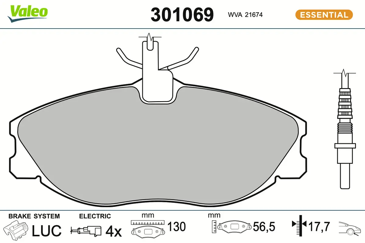 Bremsbelagsatz, Scheibenbremse Vorderachse VALEO 301069