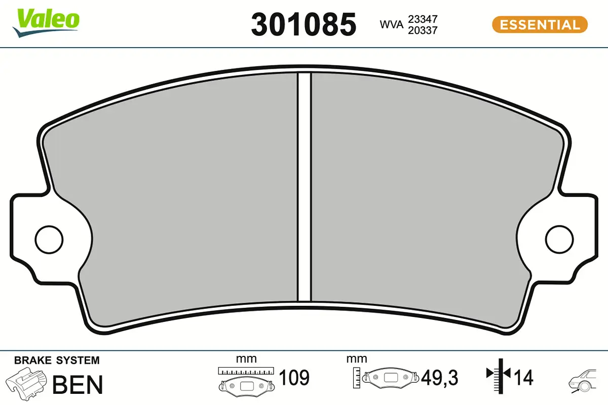 Bremsbelagsatz, Scheibenbremse VALEO 301085