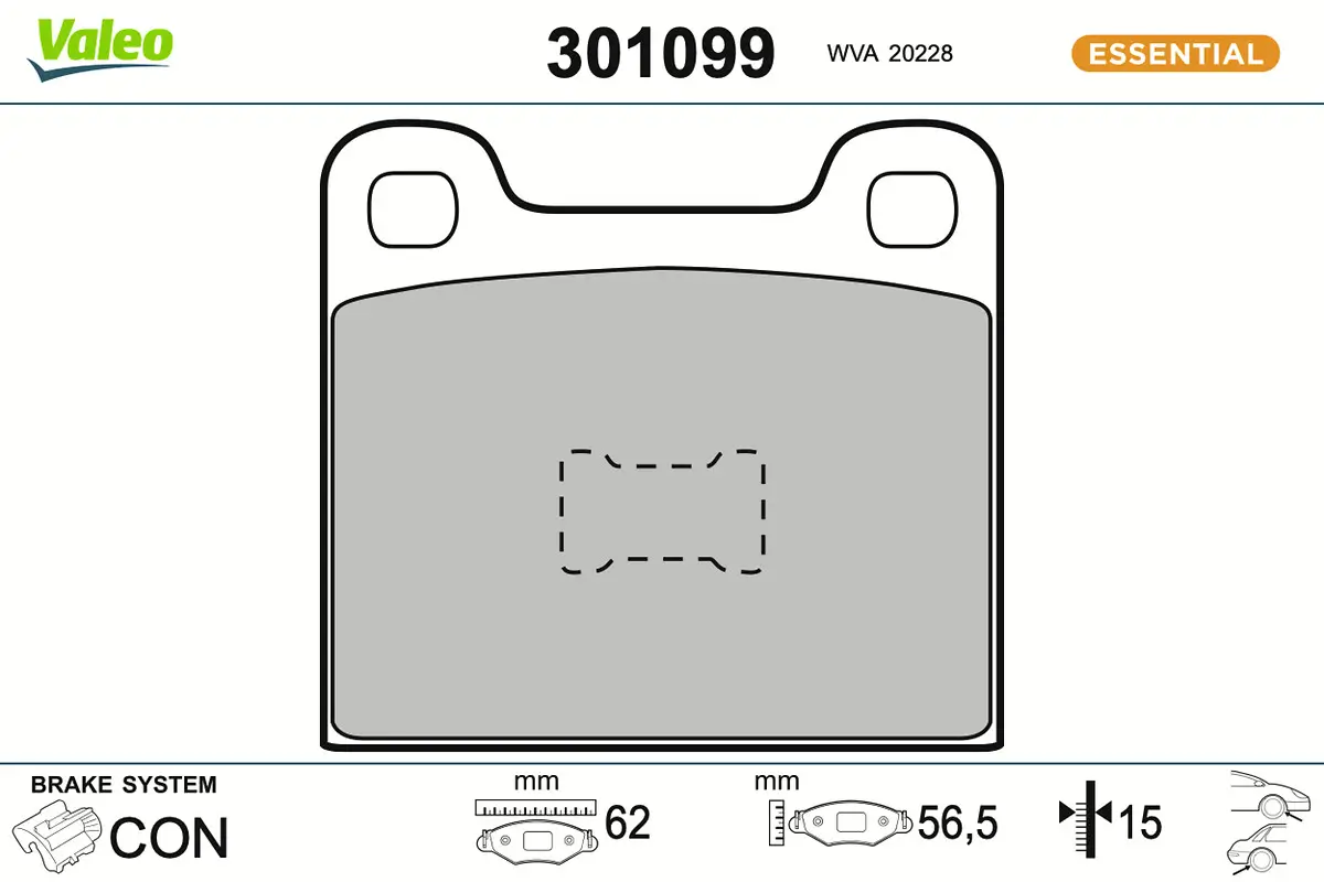 Bremsbelagsatz, Scheibenbremse VALEO 301099