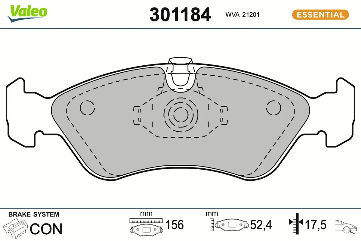 Bremsbelagsatz, Scheibenbremse Vorderachse VALEO 301184