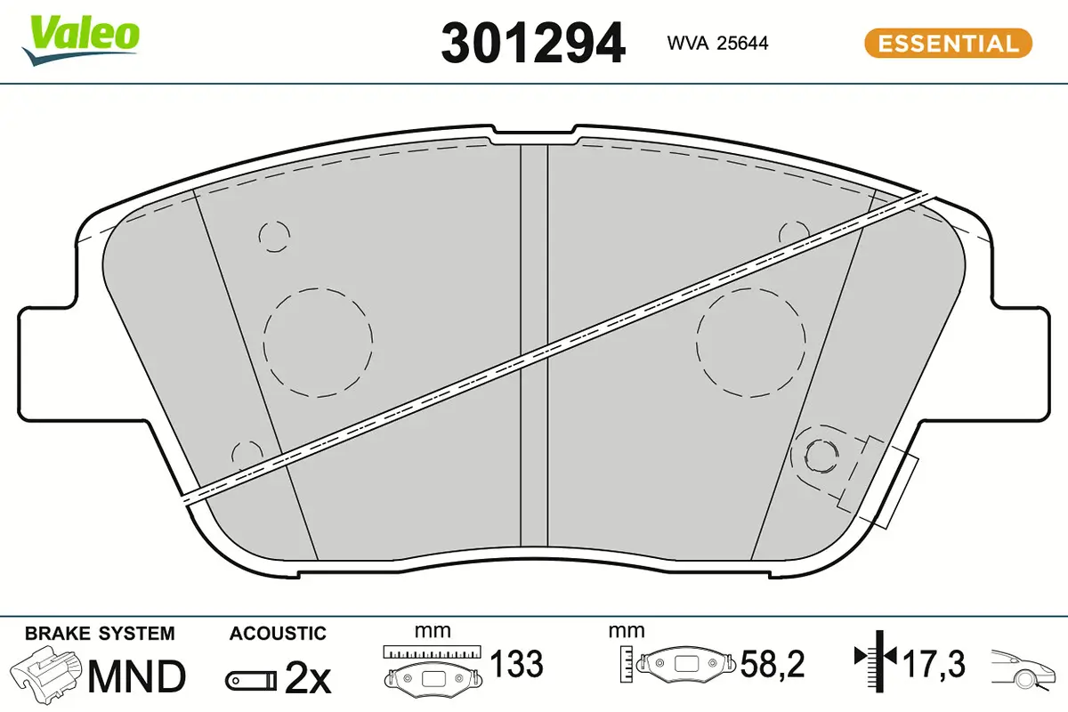 Bremsbelagsatz, Scheibenbremse Vorderachse VALEO 301294